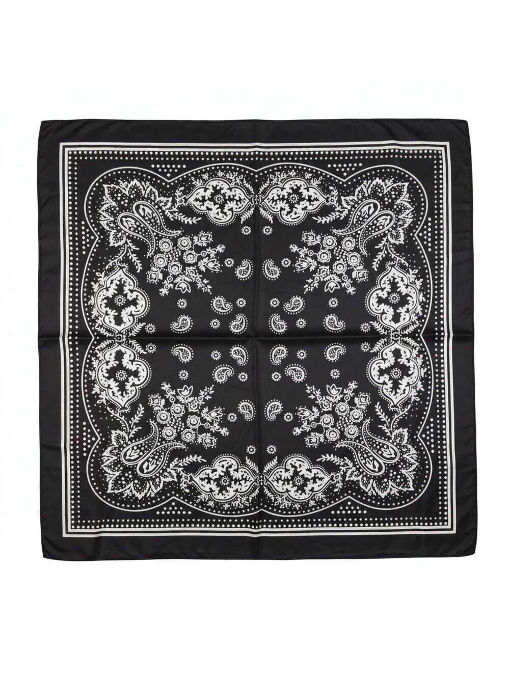 Black Paisley Square Scarf Bandana Wild Rag Neck Head Wrap 27 in